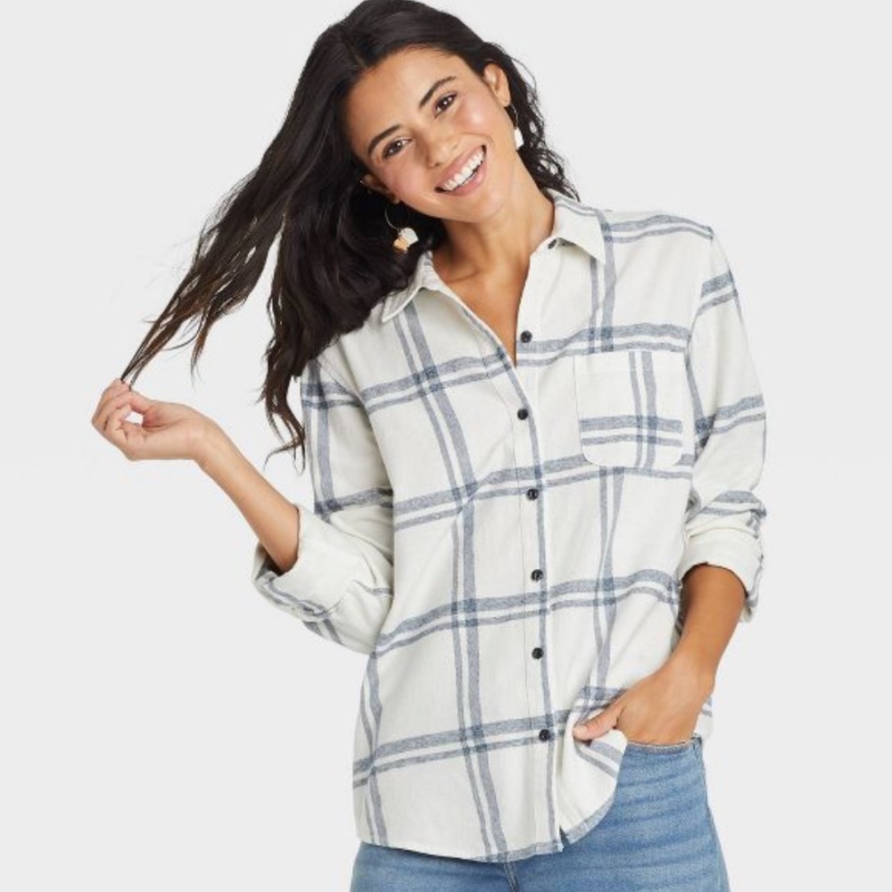 White and blue flannel